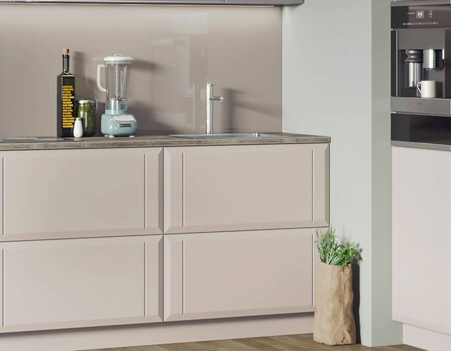 Twinline Kitchen Pictured in Supermatt Dust Grey & Cashmere