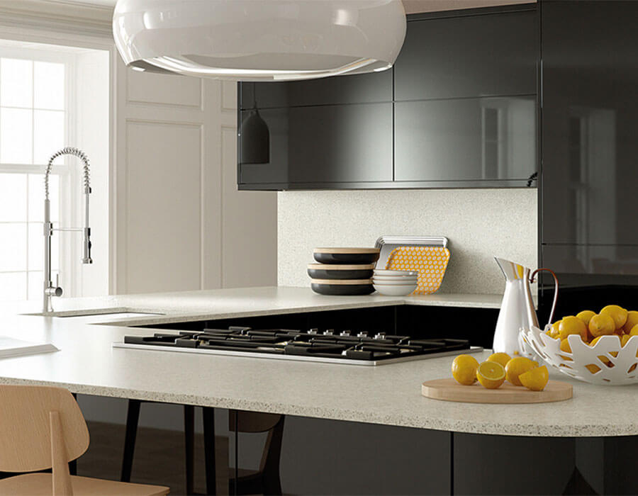 Ultragloss Contemporary style kitchen Pictured in Cream and Black