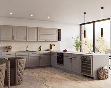 Halstead Fitted Kitchen Pictured in Supermatt Stone Grey