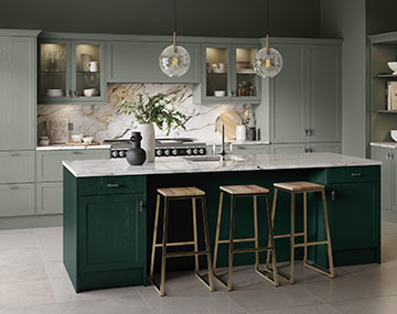 Oakham - pictured in Oakham - pictured in Matt Sage Green and Matt Fir Green