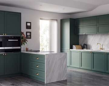 Modern Style Treviso Fitted Kitchen Pictured in Supermatt Highland Green