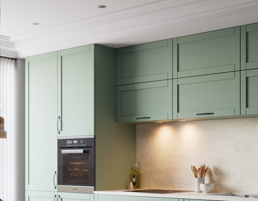 Valencia Fitted Kitchen Pictured in Painted Oak Reed Green