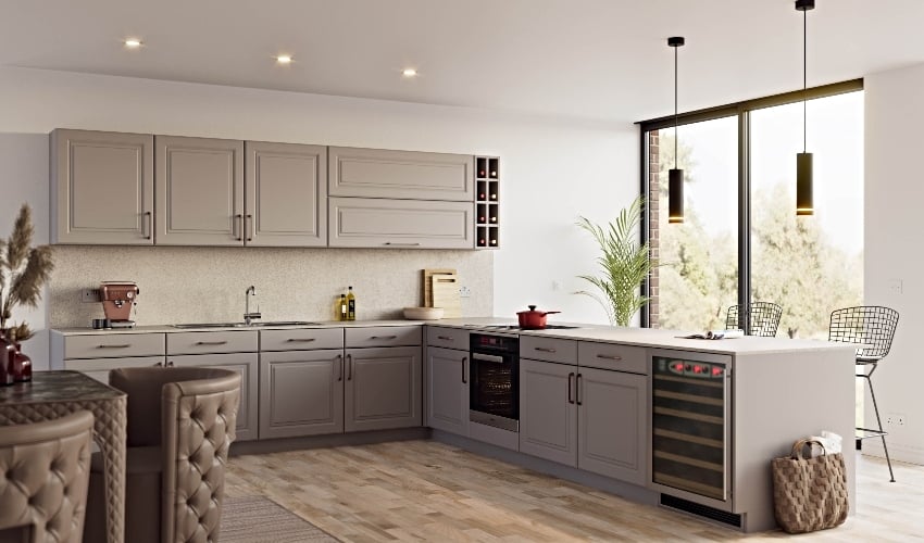 Halstead Fitted Kitchen Pictured in Supermatt Stone Grey