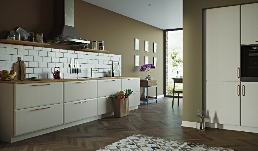 Oslo Kitchen Pictured in Painted Oak Mussel