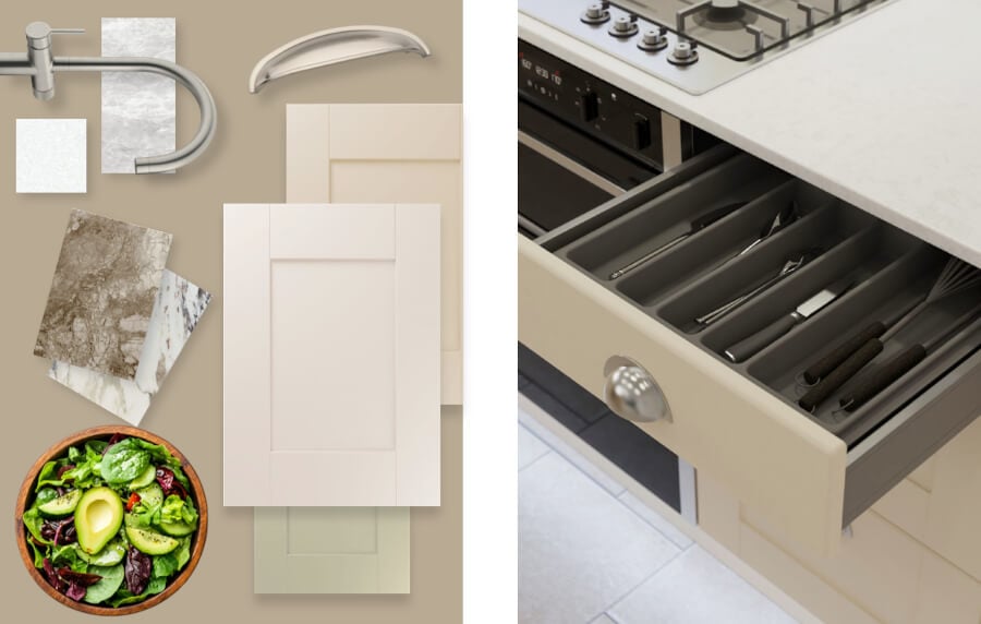 Multiple images of kitchens