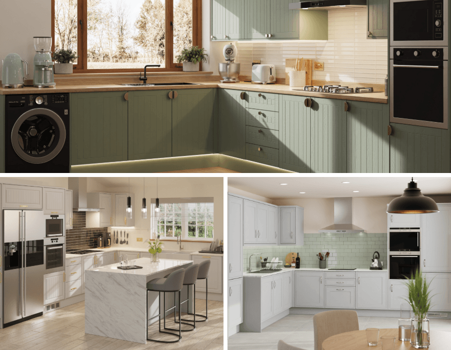 A montage of kitchens