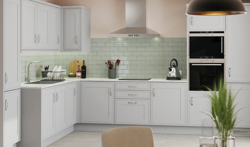 Traditional Tullymore style kitchen image pictured in Supermatt Dove Grey