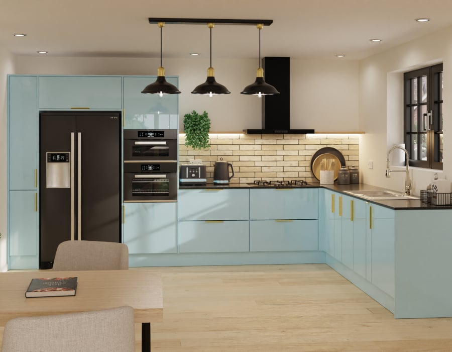 Ultragloss metallic kitchen image pictured in Ultra Gloss Metallic Blue