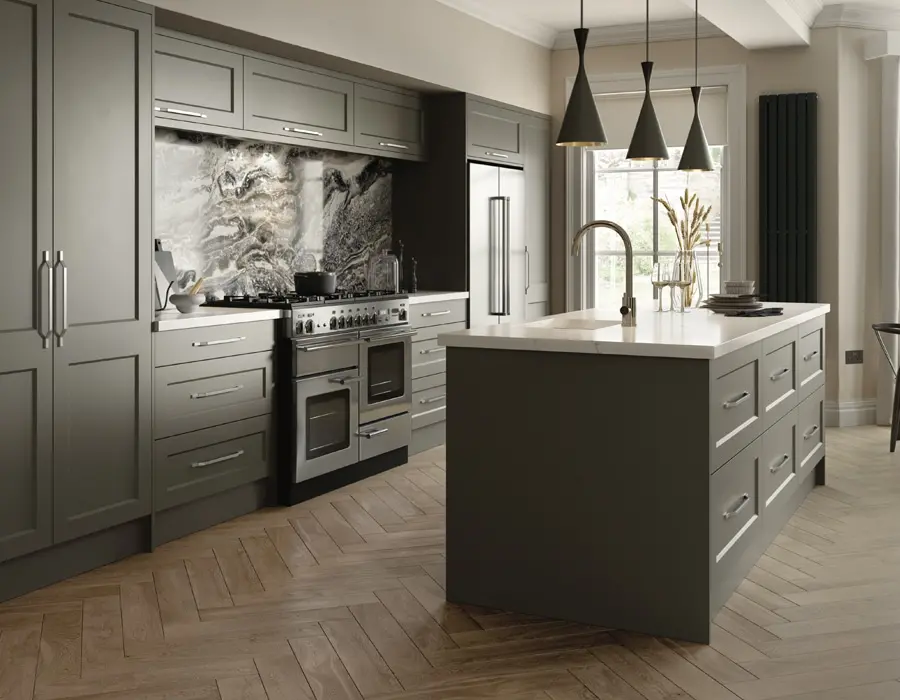 An image of a classic graphite grey wood kitchen