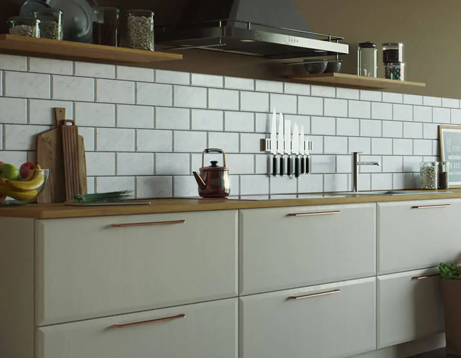 Oslo Kitchen Pictured in Painted Oak Mussel