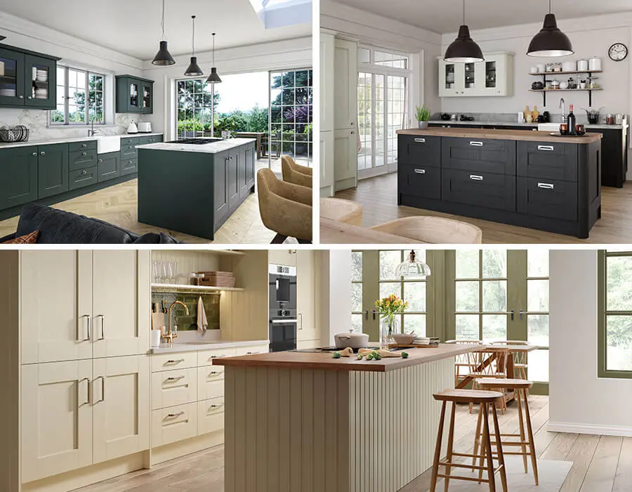 Multiple images of kitchens