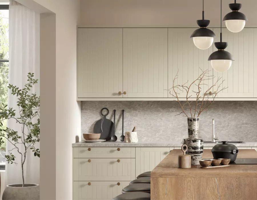 Traditional Style Juliette Fitted Kitchen Pictured in S Pictured in Supermatt Sage Green
