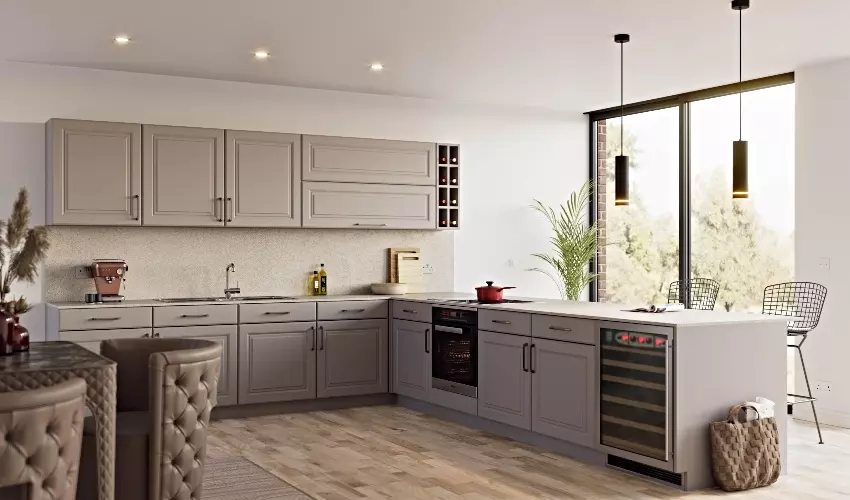 Halstead Fitted Kitchen Pictured in Supermatt Stone Grey