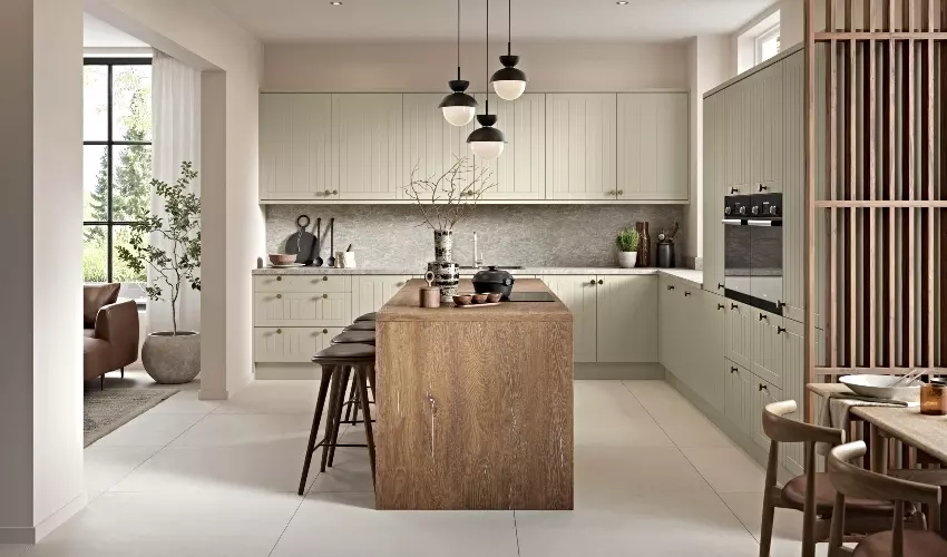 Traditional Style Juliette Fitted Kitchen Pictured in S Pictured in Supermatt Sage Green