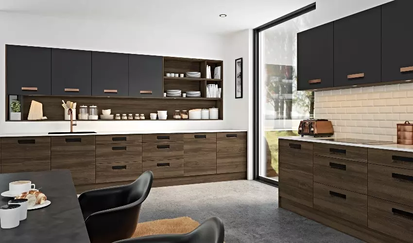Lazio Style Kitchen Pictured in Natural Oak & Matt Graphite
