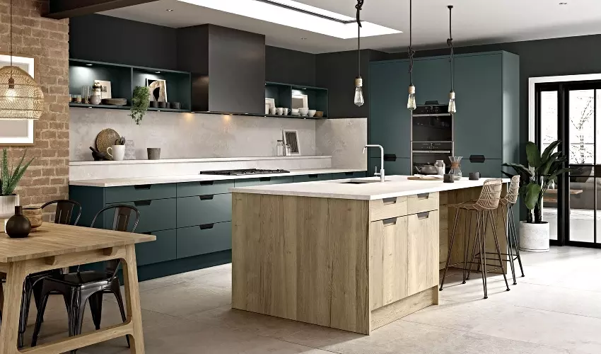 Pictured in Kombu Green and Halifax Natural Oak