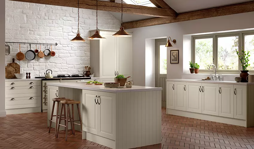 Paris Style Fitted Kitchen pictured in Matt Pistachio Green and Supermatt Fir Green