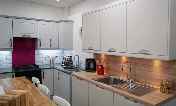 Dream Doors Telford - Wood Splashback & Worktop