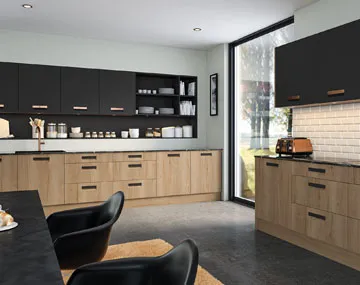 Lazio Style Kitchen Pictured in Natural Oak & Matt Graphite