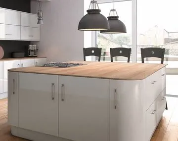 Ultragloss Contemporary style kitchen Pictured in Light Grey