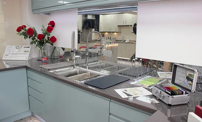 Kitchen Showroom - Glass Worktop