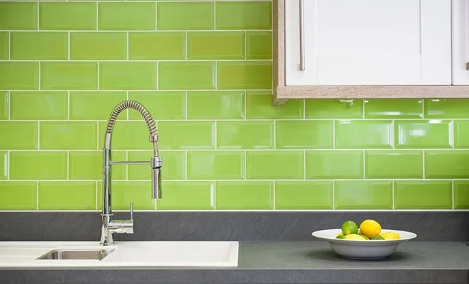 Kitchen Design with Green Tiles