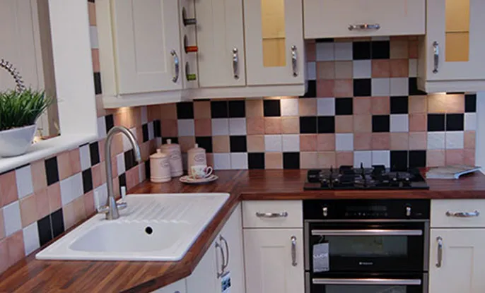 Kitchen Design with Multi-colour tiles